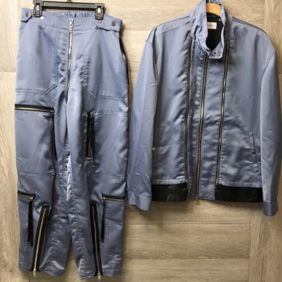 Taakk Mens Med Blue Pant Jacket Suit Set Two Piece - Picture 1 of 8